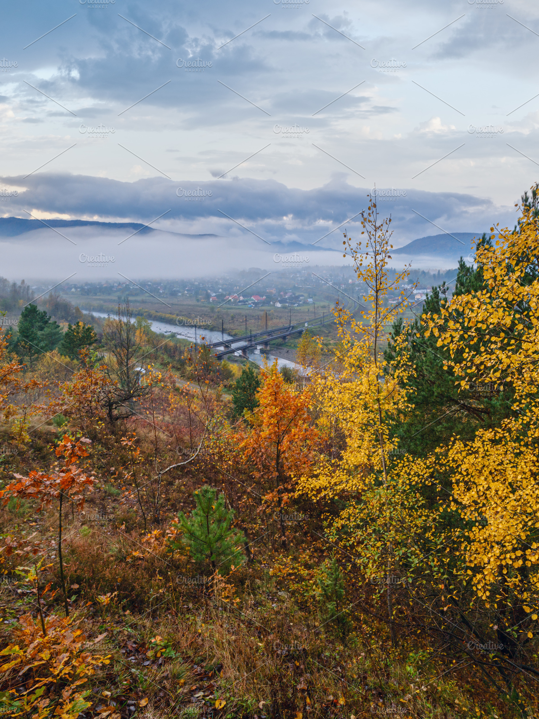 Morning fog on country foothills above Opir and Stryi rivers, an, a Nature Photo by YuriyB