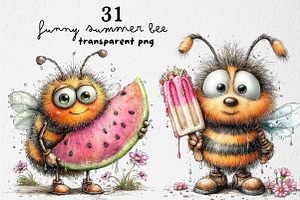 Funny Summer Bee Clipart, an Illustration by Dream Creation