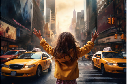 Girl take taxi. Generate Ai, a Person Photo by Ylivdesign