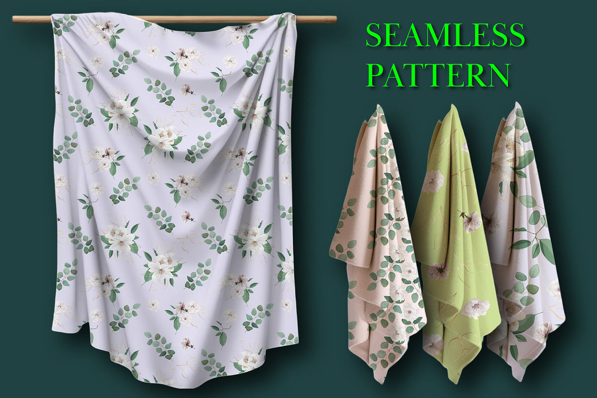 Fragrant white flowers, a Pattern Graphic by Digital illustration shop (Photo 2 of 6)