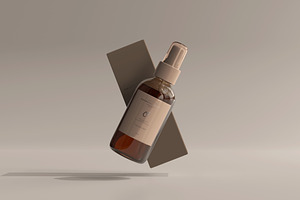 Amber Cosmetic Spray Bottle Mockup