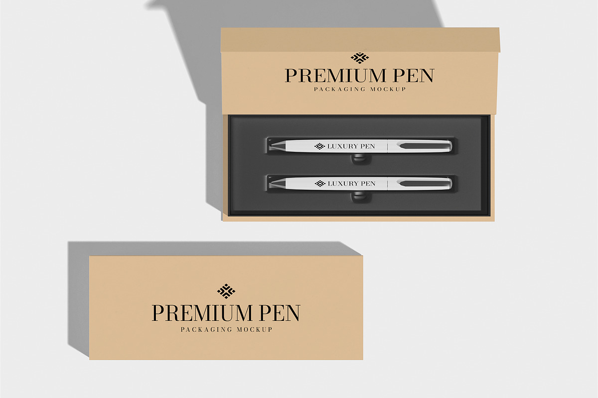 Pen With Box Mockup, a Packaging Mockup by Unerispace (Photo 4 of 5)
