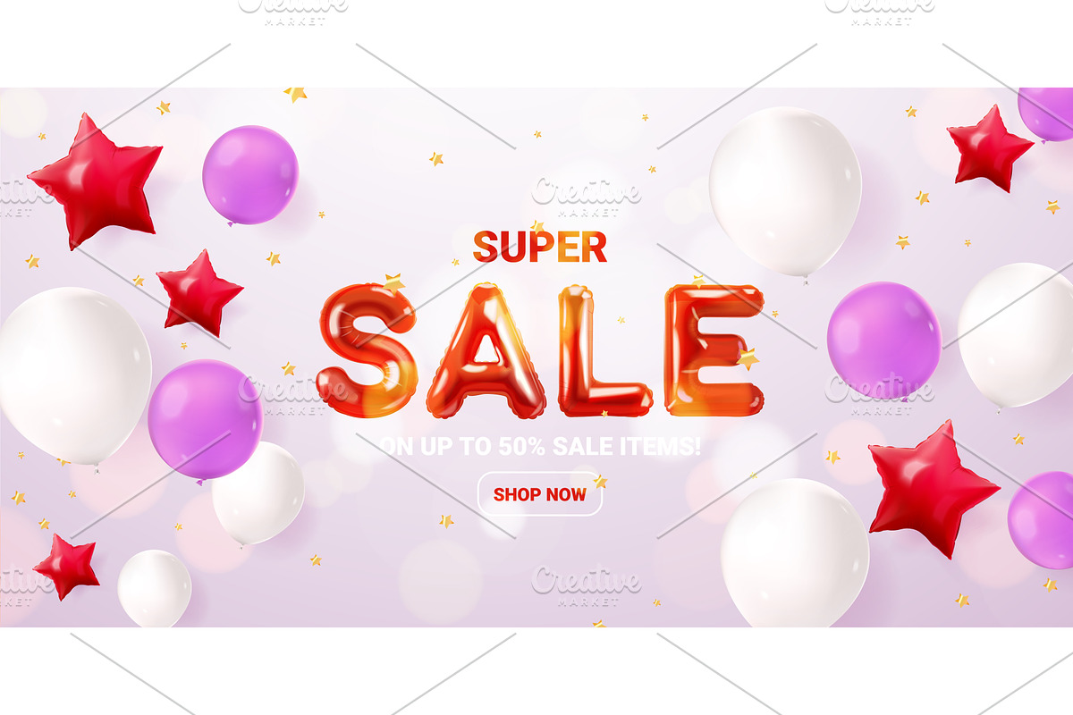 Sale discount balloons. Big mega, a Finance Illustration by Stock-Smart-Start