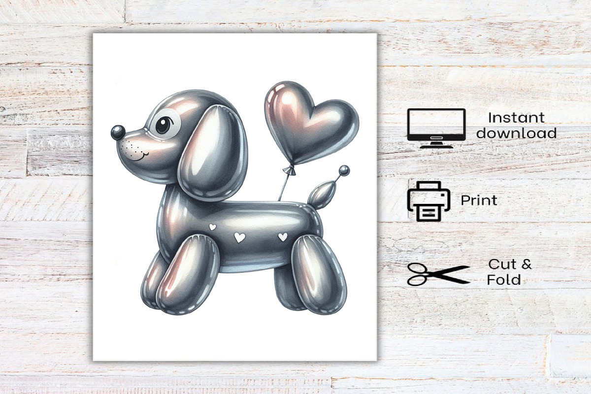 Watercolor Balloon Dog Clipart, an Illustration by Canvas Craft (Photo 8 of 8)
