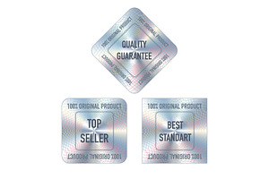 Holographic gradient square labels