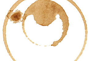 Round stain from a cup of coffee on an isolated background, an Abstract Photo by ndanko