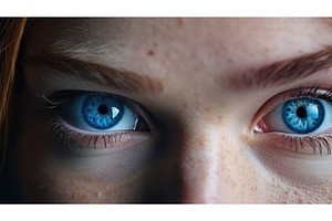 gaze blue focus ai generated, an Abstract Photo by pikepicture