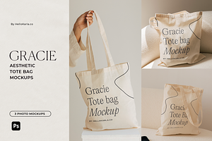 Aesthetic Tote Bag Mockups - Gracie, a Packaging Mockup by HelloKarla