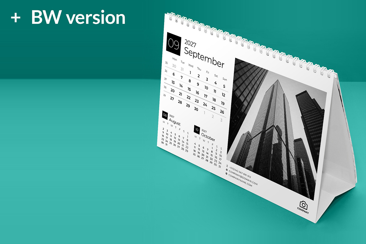 Desk Calendar 2027 (DC009-27), a Stationery Template by mikhailmorosin (Photo 3 of 9)