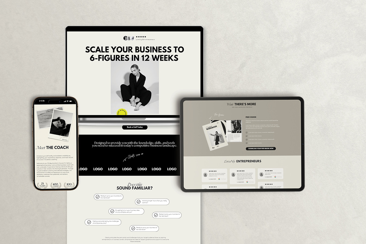 Minimal Landing Page Template Canva, a Landing Page Template by Row Creative (Photo 8 of 9)
