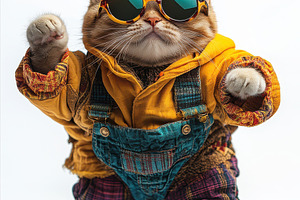 Cool Cat in Retro Outfit Sunglasses, an Animal Photo by Pixeness Studio