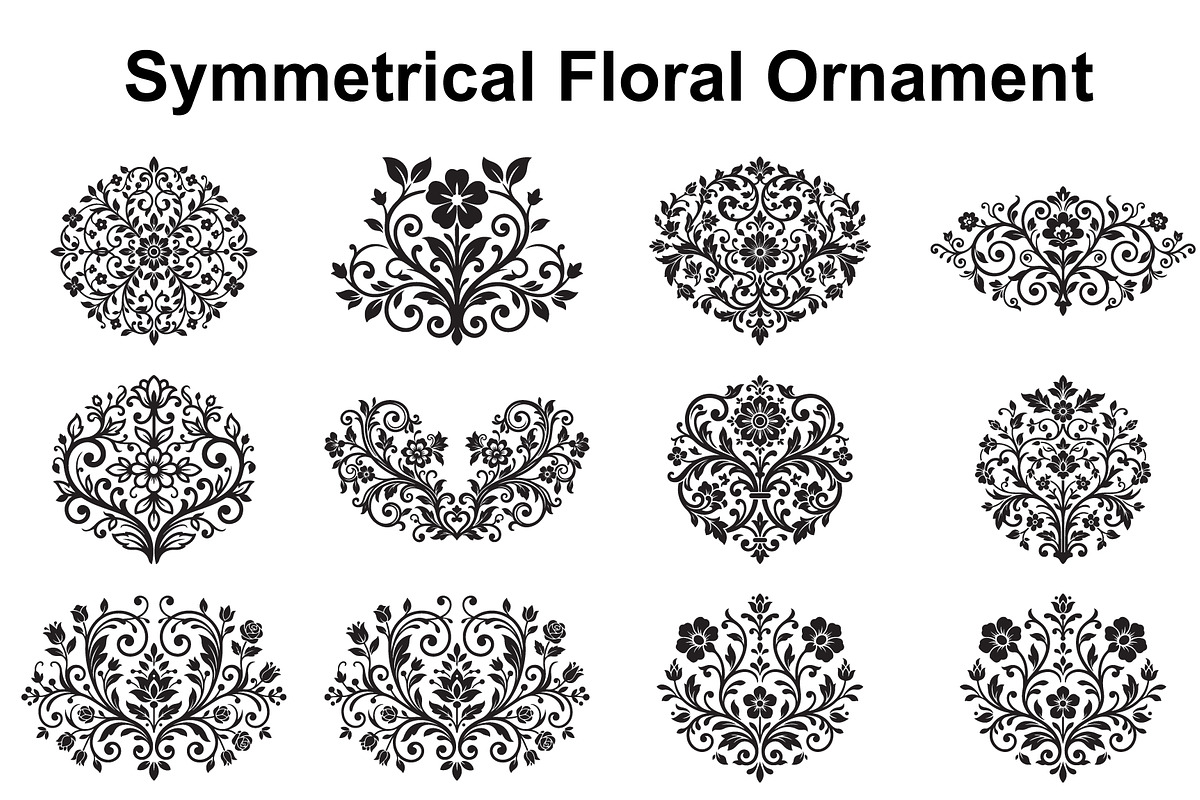 Elegant Symmetrical Floral Motifs, an Object Graphic by Creativeshirt (Photo 1 of 3)