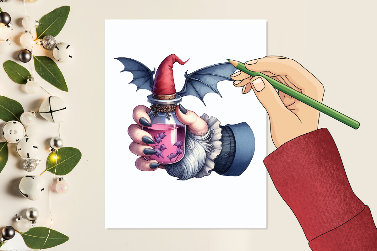 Gothic Girl Gnome Clipart Set, a Graphic by designcity5 (Photo 5 of 5)