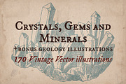 Crystals, Gems and Minerals, a Decorative Illustration by Mr Vintage (Thumbnail 1 of 5)