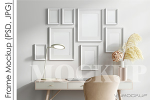 Gallery Wall Mockup PSD JPG, a Print Template by VNmockup