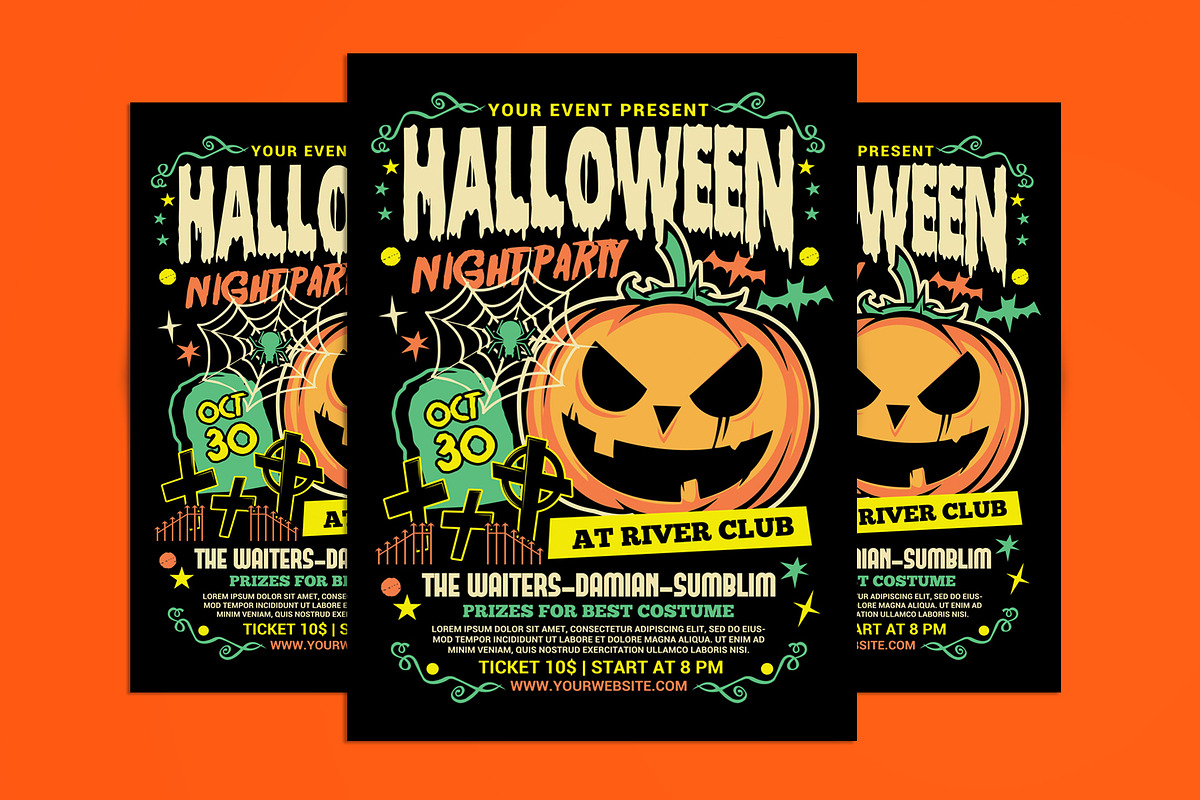 Halloween Night Party Flyer, a Flyer Template by Muhamad Iqbal hidayat (Photo 1 of 4)