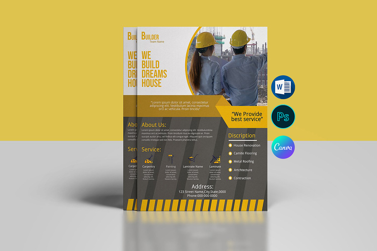 Construction Company Flyer, a Flyer Template by Template Shop (Photo 1 of 3)