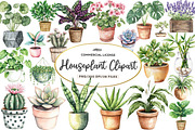 Watercolor Houseplant Clipart, an Illustration by CreationArt (Thumbnail 1 of 5)