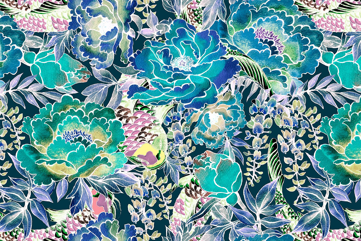 Japanese flowers patterns, a Pattern Graphic by emeraldthue (Photo 8 of 9)