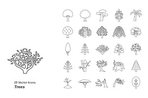 Trees Outlines Vector Icons