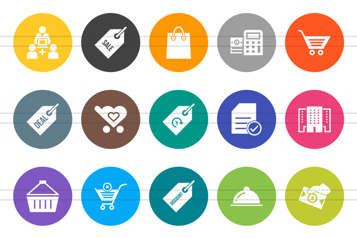 48 Ecommerce Flat Round Icons, an Outline Icon by IconBunny