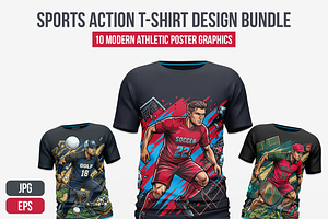 Sports Action T-Shirt Design Bundle, a Sport Illustration by Imran Haroon