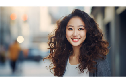 Smiling Teen Chinese Woman with, a Person Photo by Visual Generation