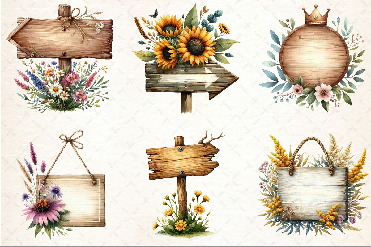 Summer Empty Sign & Wildflowers Clip, an Illustration by Rose Art (Photo 5 of 6)
