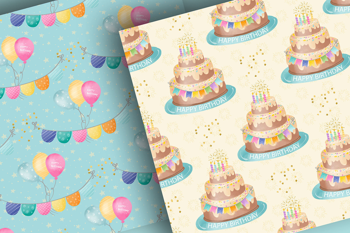 Birthday Party digital papers, a Pattern Graphic by designloverstudio (Photo 3 of 7)