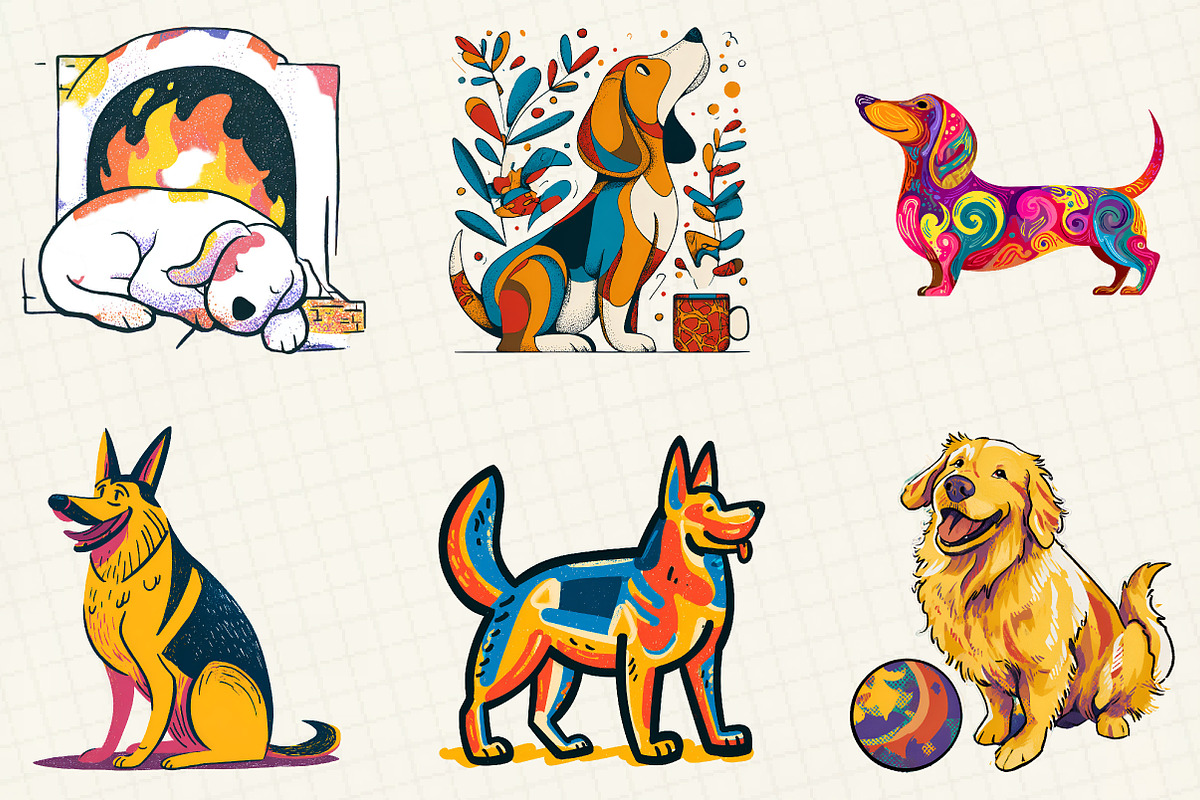 Retro Christmas Dog Clipart, an Illustration by DreamCafeArt (Photo 5 of 6)