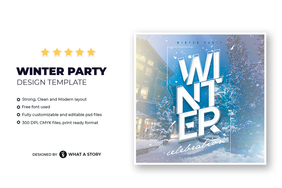 Winter Party Flyer Template, a Flyer Template by What a Story