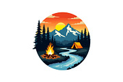 Sunset Forest Camping Badge Set, an Object Graphic by yasushie (Thumbnail 2 of 13)