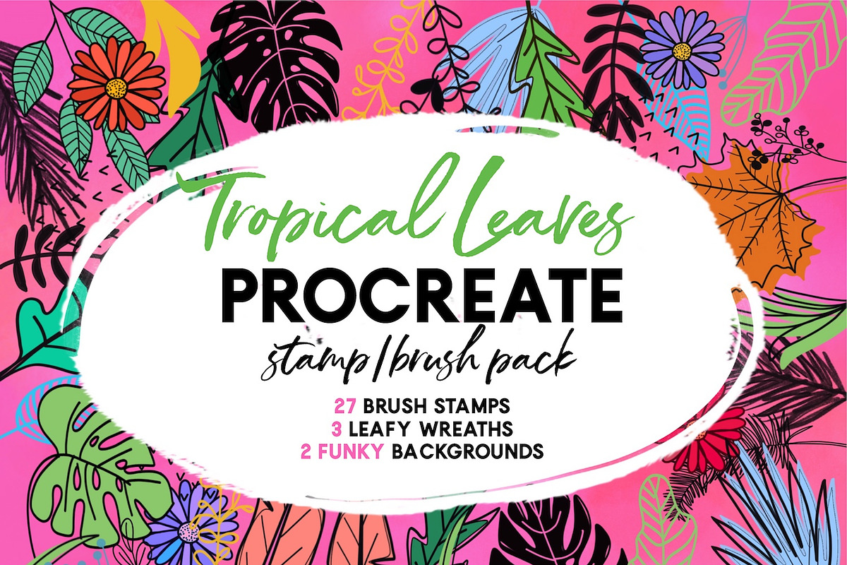 Tropical Leaves Stamps | Procreate, a Brush Add-On by OkayAnnie Designs (Photo 2 of 7)