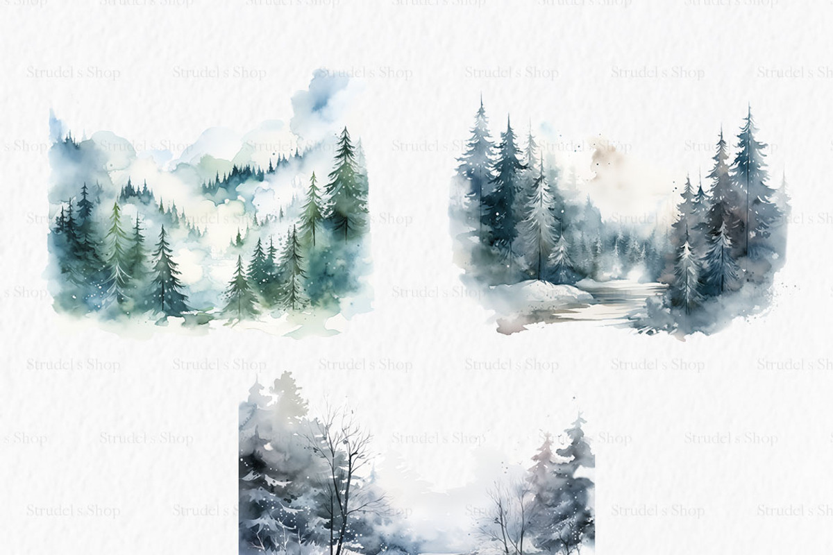 Watercolor forest clipart PNG, an Object Graphic by MyLittleMeow (Photo 6 of 8)