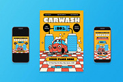 Yellow Retro Car Wash Flyer Set, a Flyer Template by Aiyari Graphic (Thumbnail 1 of 3)