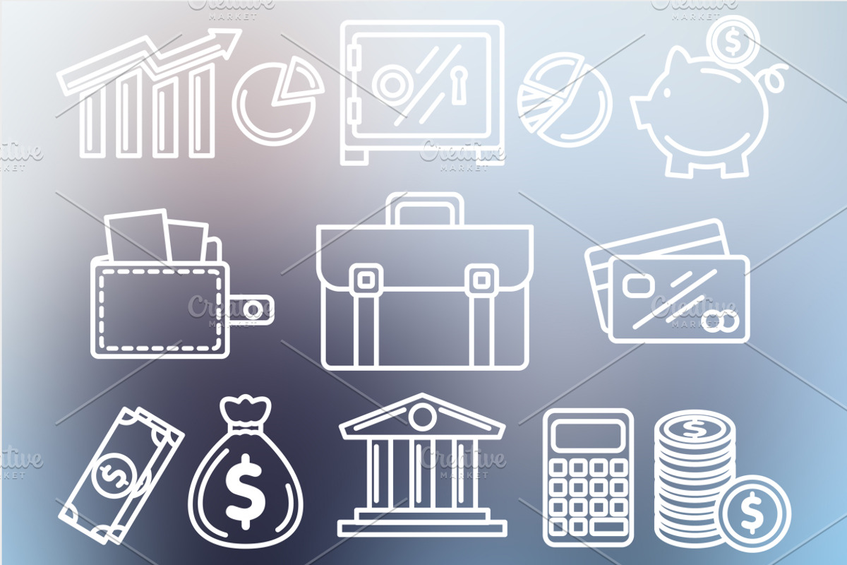 Finance Set Outlined & Colored preview 4