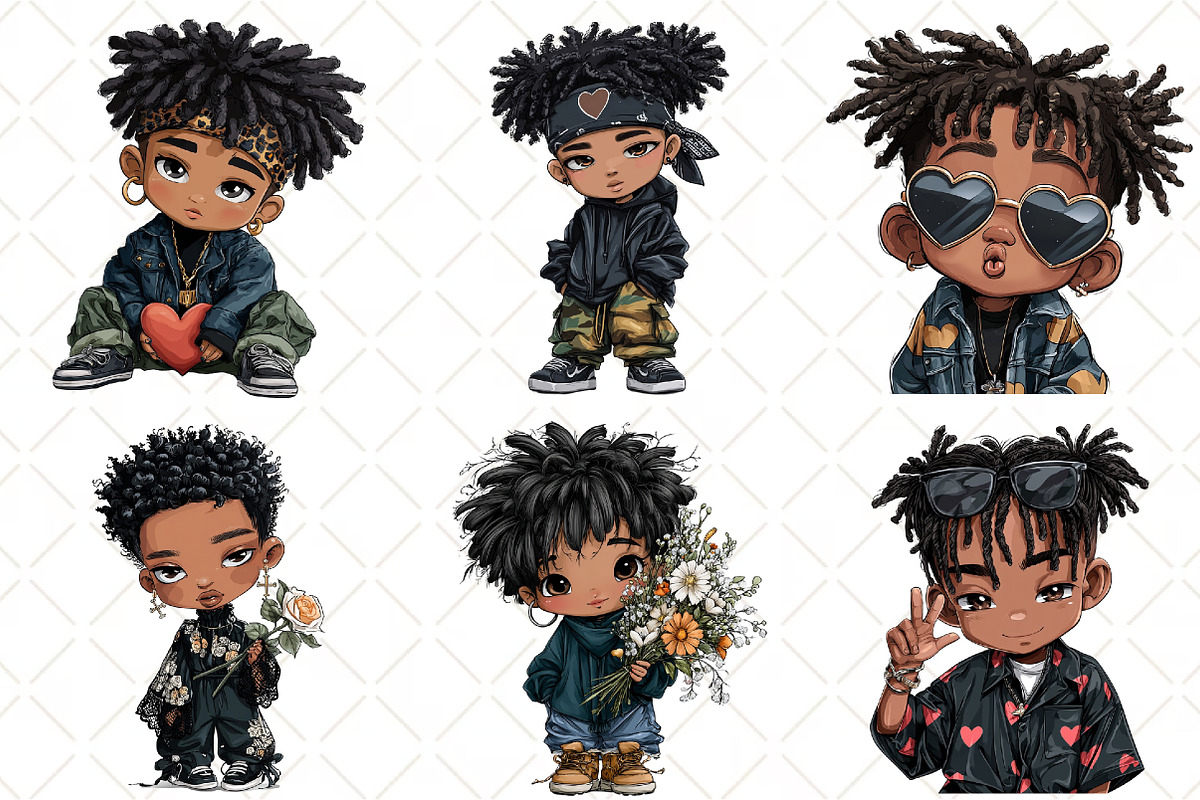 Valentine Holiday Black Boy Clipart, an Illustration by Black Bird Studio (Photo 4 of 6)