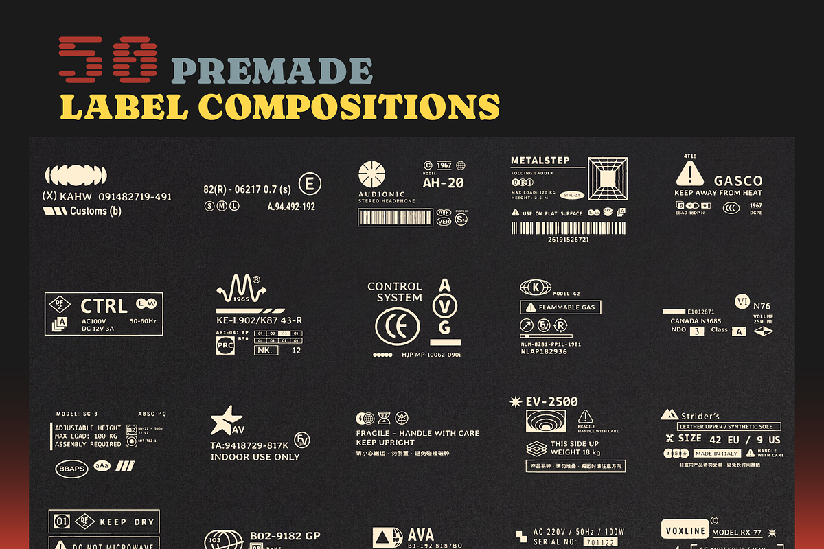 Retro Industrial Labels and Icons, an Object Graphic by Aure Design (Photo 3 of 6)