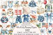 4th of July nursery watercolor Clipa, a Seasonal Illustration by Design Market (Thumbnail 1 of 9)