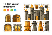 Castle Elements Vector Illustration, an Object Illustration by KAZ by IanMikraz Studio (Thumbnail 3 of 3)