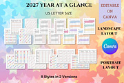 2027 Yearly at a Glance - Canva, a Templates & Theme by Adalin Shop (Thumbnail 1 of 12)
