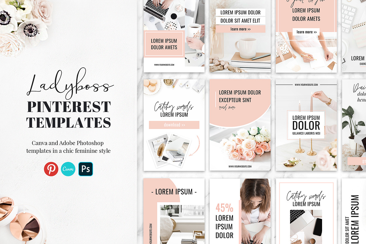 SALE! Ladyboss Pinterest Templates, a Social Media Template by SwitzerShop (Photo 1 of 8)