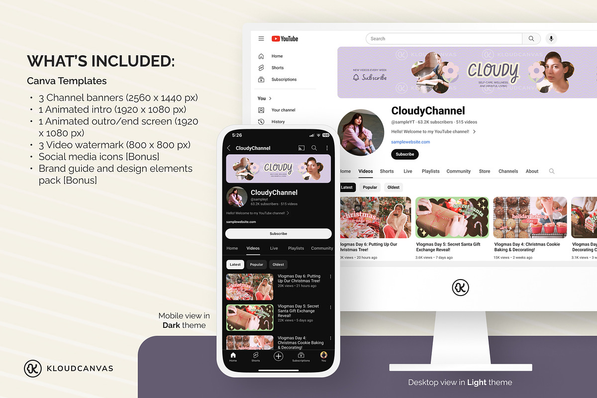 YouTube Branding Kit - Floral Pastel, a Social Media Template by KloudCanvas (Photo 2 of 7)