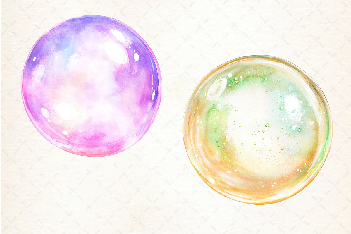 Watercolor Iridescent Bubble Clipart, an Illustration by Libby Wishes (Photo 5 of 5)
