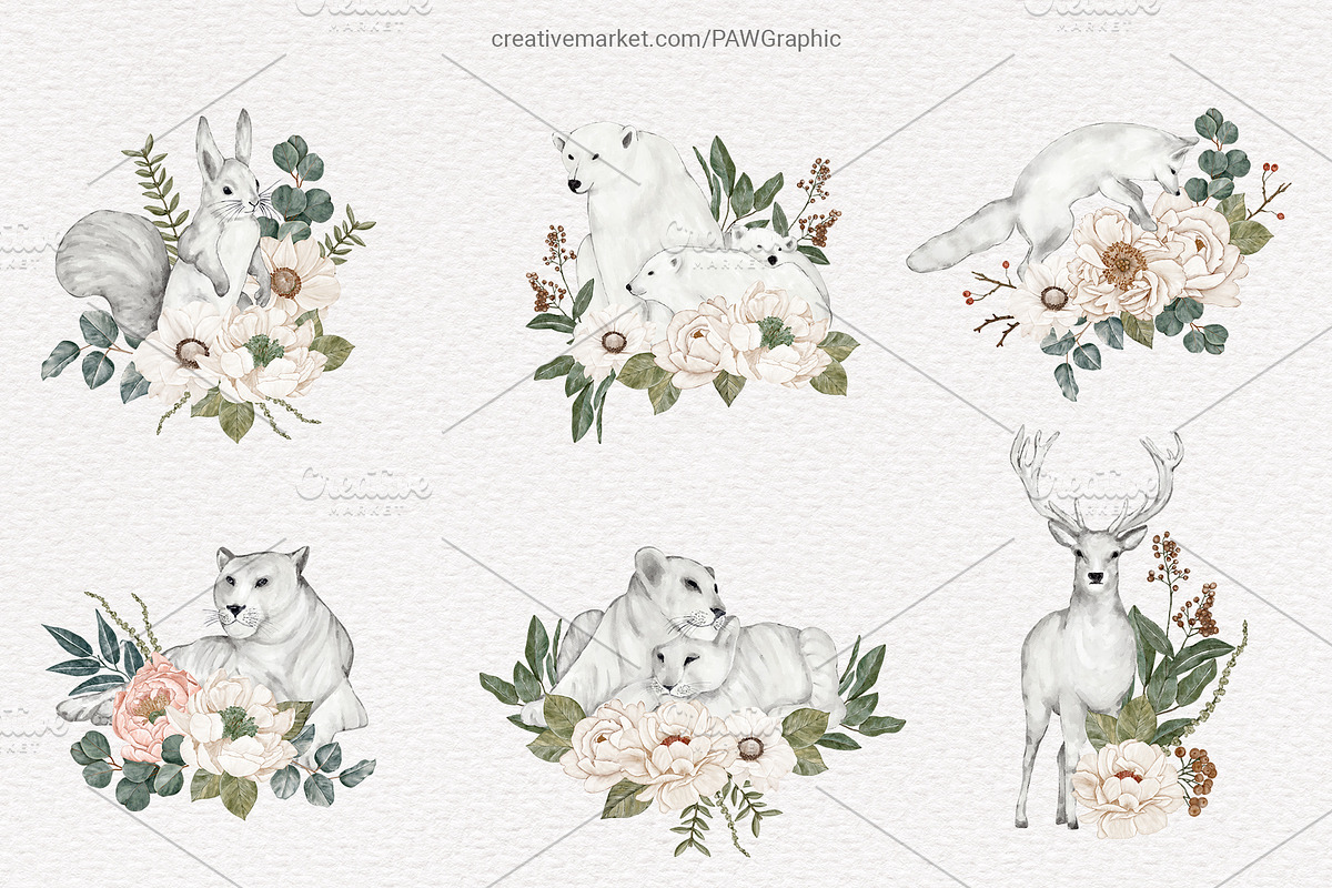 Wild Animals Watercolor Clipart, an Animal Illustration by PawGraphic (Photo 5 of 12)