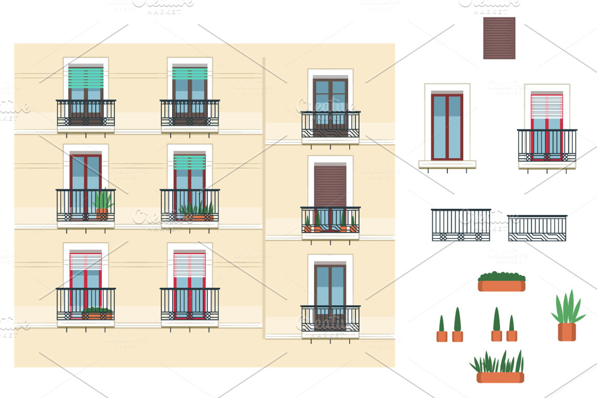 12 building facades. VECTOR, a Food Illustration by Natalka Dmitrova art (Photo 8 of 14)