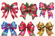 Watercolor Christmas Bow Clipart, a Decorative Illustration by BusyDaydesign (Thumbnail 4 of 9)