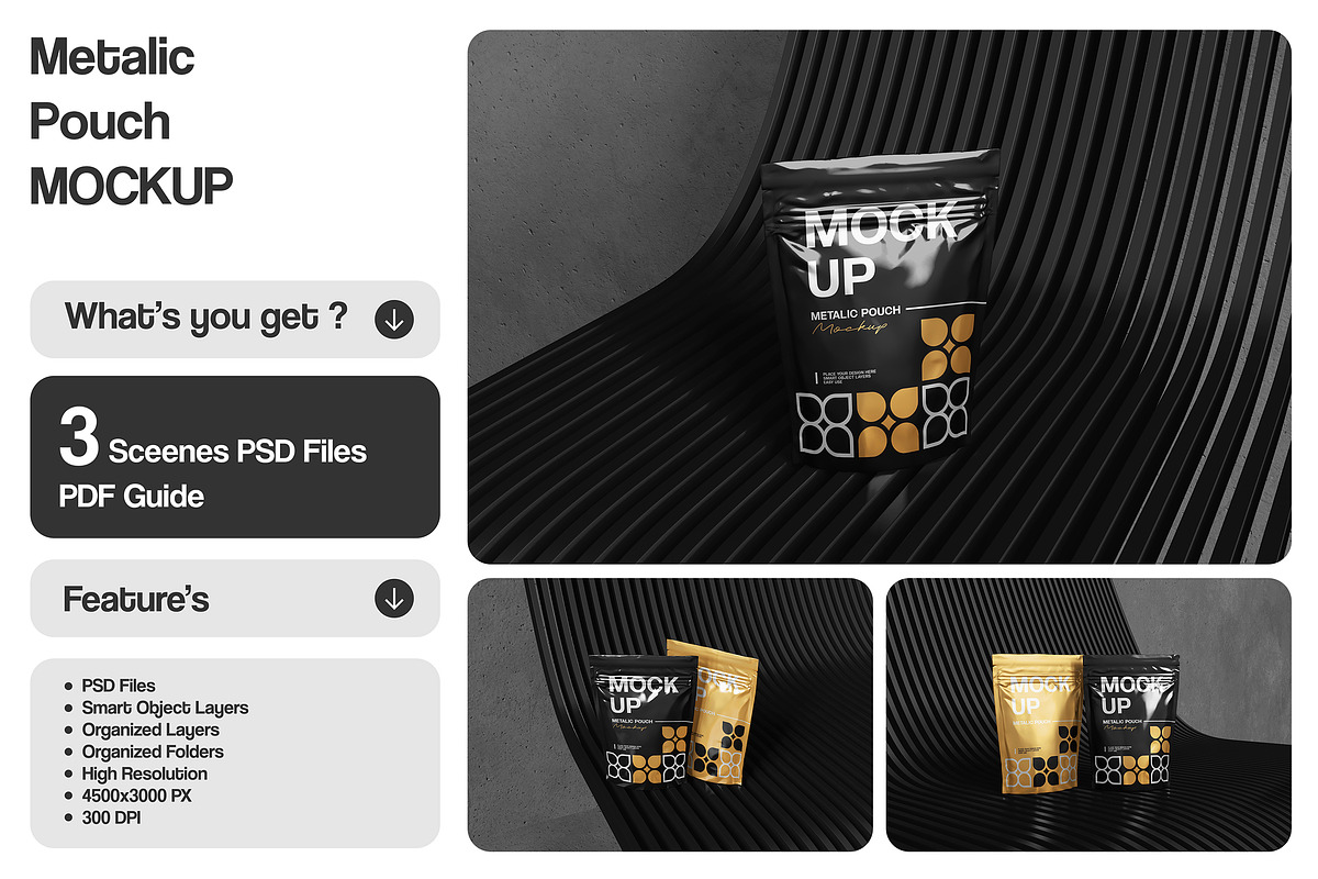 Metalic Pouch Mockup, a Packaging Mockup by Pixie Creative (Photo 1 of 4)