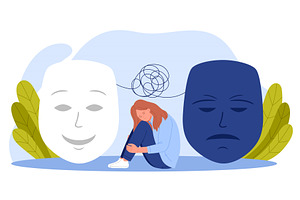 Hide depression and stress, tiny, a Person Illustration by Flashvector