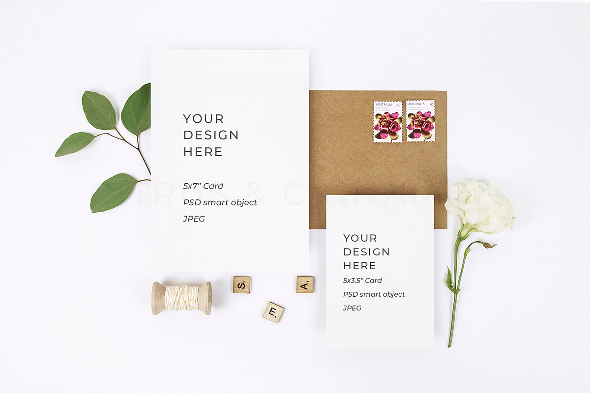 4 in 1 Wedding Stationery Mockup, a Print Template by Citrus and Cinnamon (Photo 2 of 5)